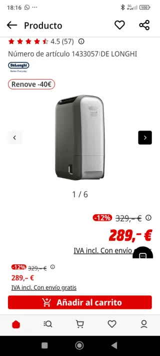 Deshumidificador DeLonghi