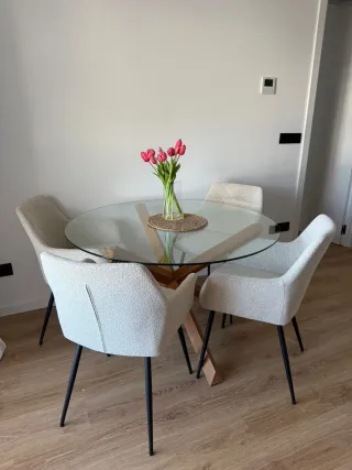 Mesa Comedor Cristal + 4 Sillas