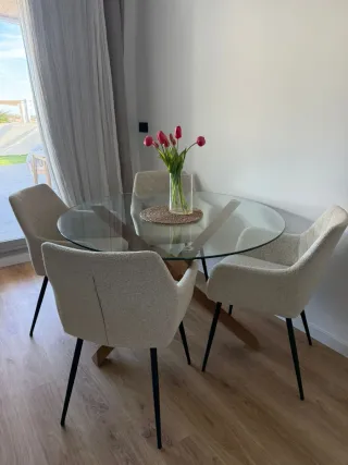 Mesa Comedor Cristal + 4 Sillas