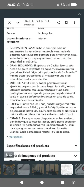 Rack de musculación con discos y barras