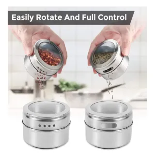 Set 5 Especieros Magnéticos Acero Inoxidable