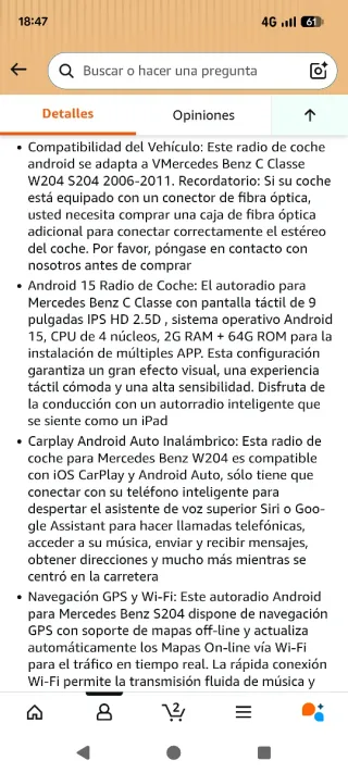 Pantalla Radio Coche Mercedes W204