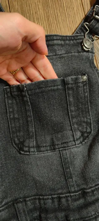 Salopette in jeans nera da bambina Pepperts