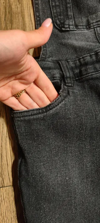 Salopette in jeans nera da bambina Pepperts