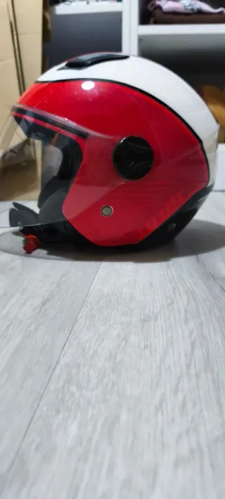 Casco Jet Unik Blanco y Rojo