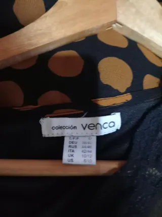 Vestido largo Venca topos ocre