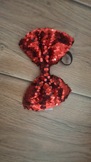 Pajarita lentejuelas roja disfraz