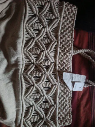 Bolso crochet beige nuevo a estrenar