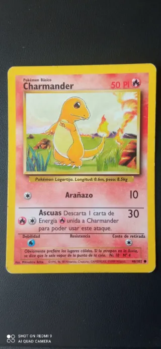 Carta Pokémon Charmander 1ª Edición Español