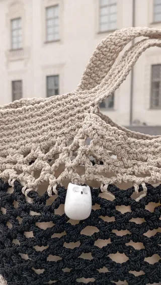 Borsetta uncinetto con ciondolo gufetto