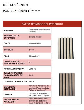 Panel decorativo pared madera color natural 240*30