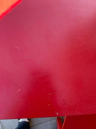 Mesa y 2 sillas rojas IKEA KRITTER