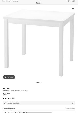 Mesa y 2 sillas rojas IKEA KRITTER