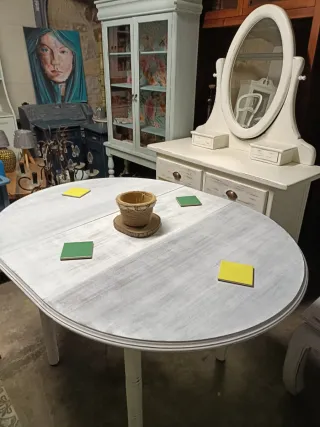 Mesa extensible redonda madera