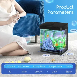 Acuario y decoración 14L  Nobleza SOLO UN AÑO!!