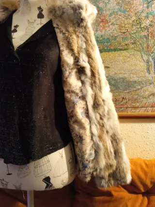 Chaqueta Piel Conejo Beige y Marrón