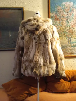 Chaqueta Piel Conejo Beige y Marrón
