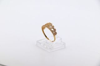 ANILLO PEQUEÑO CORONA CIRCONITAS BLANCAS. Oro 18k.