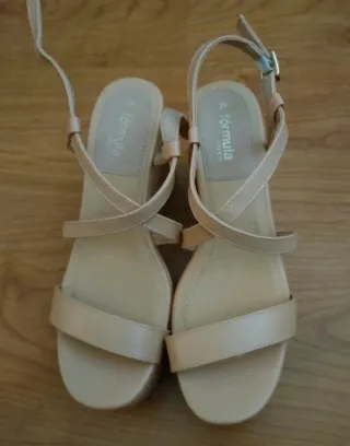 Sandalias cuña Corte Inglés Talla 39 Rosa Nude