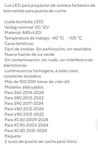 Luces Bienvenida Puerta coche Volvo Logo LED