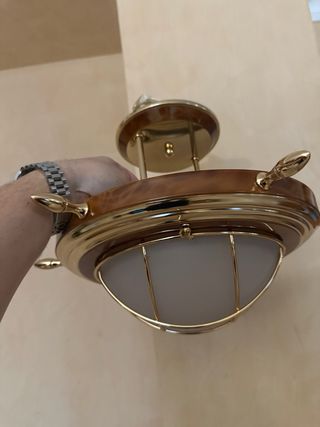 Lámpara náutica madera y latón