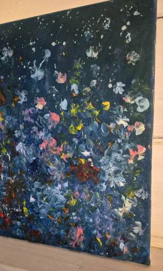 Quadro astratto acrilico blu