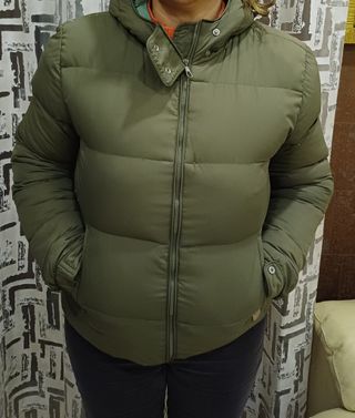 Piumino donna Champion bomber verde con cappuccio