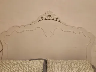 Cabecero cama antiguo madera blanco
