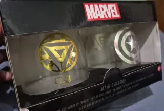 Set 2 Vasos Cristal Marvel Iron Man Capitán Améric