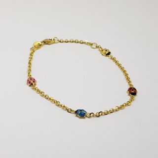 Pulsera Infantil Oro 18K Mariquitas