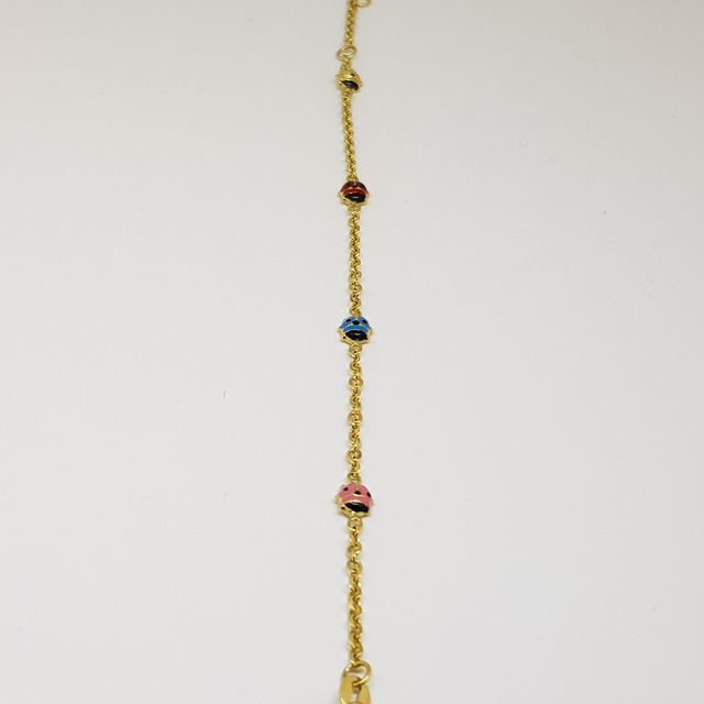 Pulsera Infantil Oro 18K Mariquitas