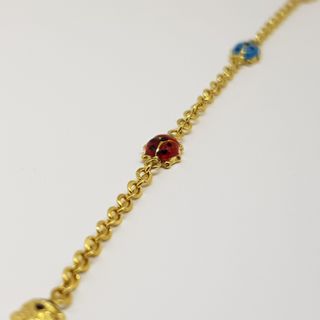 Pulsera Infantil Oro 18K Mariquitas