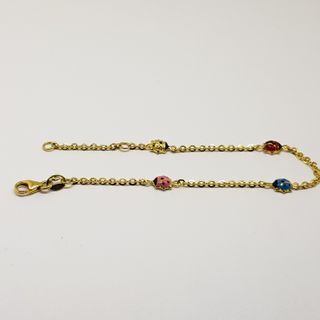 Pulsera Infantil Oro 18K Mariquitas