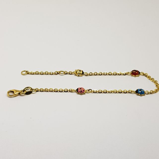 Pulsera Infantil Oro 18K Mariquitas