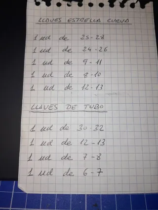 Juego de llaves de mecánica