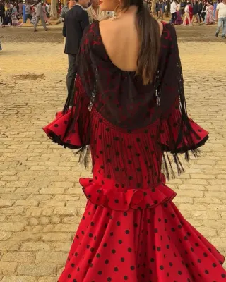 Vestido Flamenca Lunares Rojo Talla 36
