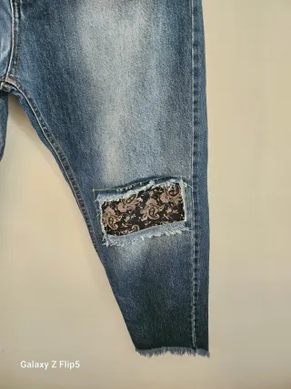 Jeans Uomo Taglia 50 Patch Paisley