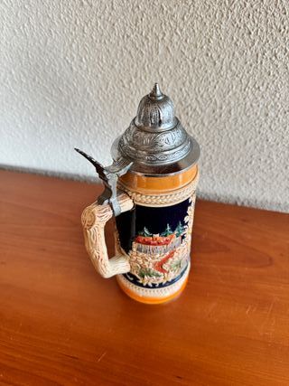 Jarra Cerveza Cerámica Azul/Naranja