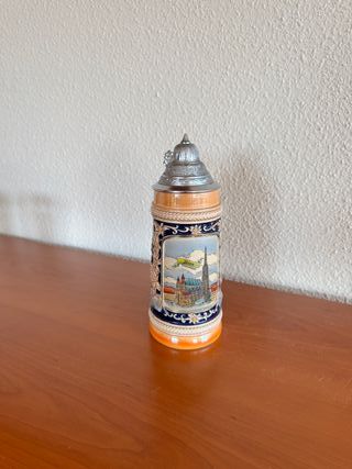 Jarra Cerveza Cerámica Azul/Naranja