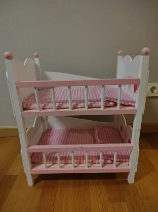 Cuna de madera doble para muñecas