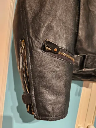 Chaqueta Cuero Moto Vintage Talla L