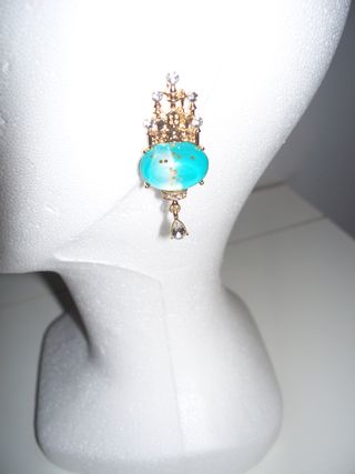 Orecchini pendenti oro e turchese