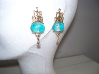 Orecchini pendenti oro e turchese