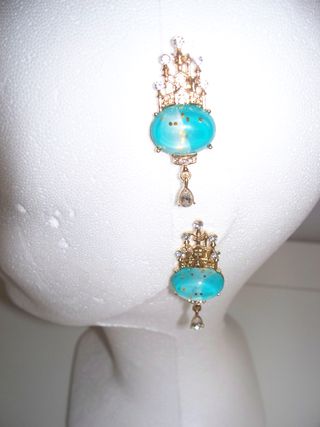 Orecchini pendenti oro e turchese