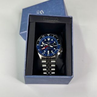Seiko GMT Batman Reloj Automático Azul Plata