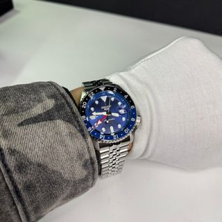 Seiko GMT Batman Reloj Automático Azul Plata