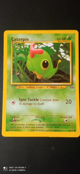 Carta Pokémon Caterpie 53/75 Base Set 1st Edition