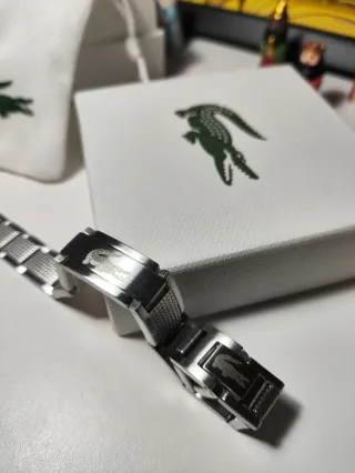 Pulsera Lacoste Doble Logo Acero Plata