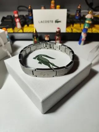 Pulsera Lacoste Doble Logo Acero Plata