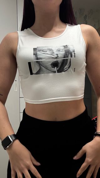 Crop top blanco estampado